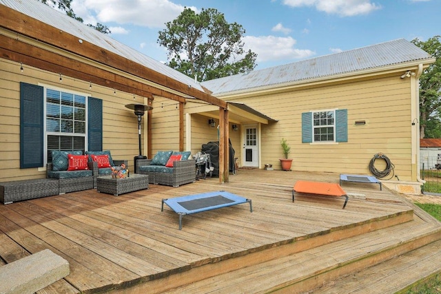 1200 County Road 211, Giddings, TX 78942 - wooden deck with outdoor lounge area