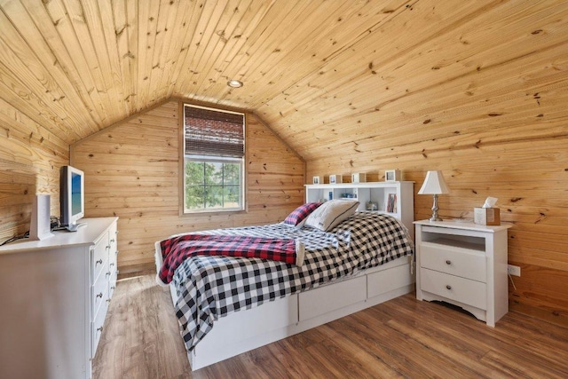 1200 County Road 211, Giddings, TX 78942 - bedroom featuring lofted ceiling, wood walls, wood ceiling, and wood finished floors