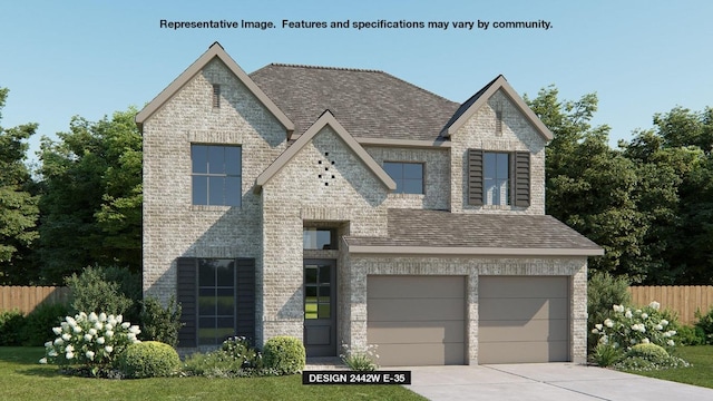 137 Spring Bluff Ln, Georgetown, TX 78628 - view of front facade with a garage, driveway, brick siding, and stone siding