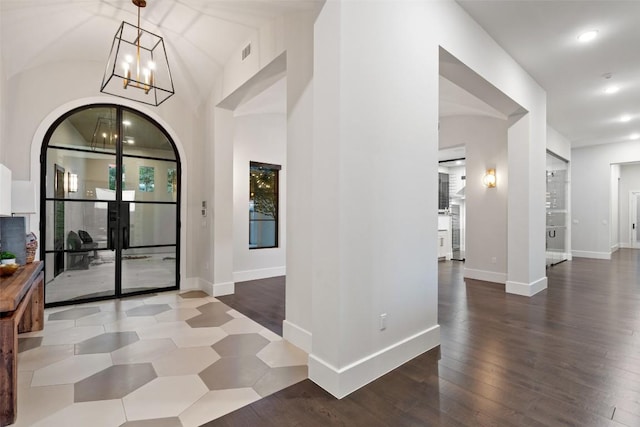 5609 Laceback Ter, Austin, TX 78738 - entrance foyer featuring baseboards, recessed lighting, visible vents, and wood finished floors