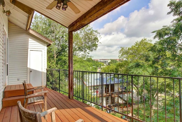 2208 Trailside Dr, Austin, TX 78704 - wooden terrace with ceiling fan