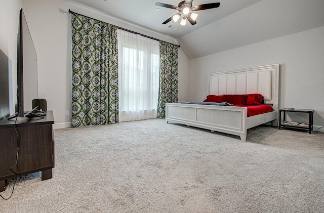 6320 Lipan Bayou Trl, Austin, TX 78738 - carpeted bedroom with lofted ceiling and ceiling fan