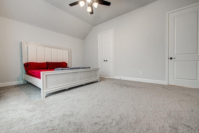 6320 Lipan Bayou Trl, Austin, TX 78738 - bedroom featuring vaulted ceiling, carpet flooring, and a ceiling fan