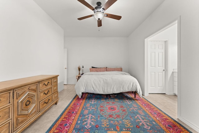649 Aspen Ln, Cottonwood Shores, TX 78657 - bedroom with light tile patterned flooring and a ceiling fan