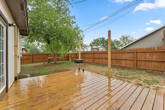 649 Aspen Ln, Cottonwood Shores, TX 78657 - wooden terrace with a fenced backyard