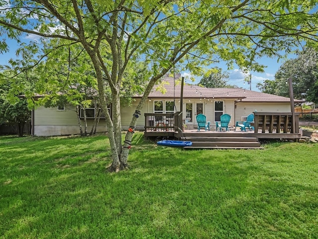 6802 Rio Bravo Ln, Austin, TX 78737 - back of house with a lawn and a deck
