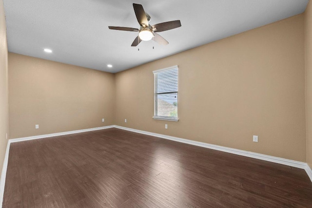 2020 Elaina Loop, Leander, TX 78641 - spare room featuring ceiling fan, dark wood-type flooring, baseboards, and recessed lighting