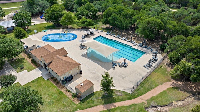 2020 Elaina Loop, Leander, TX 78641 - drone / aerial view of a pool