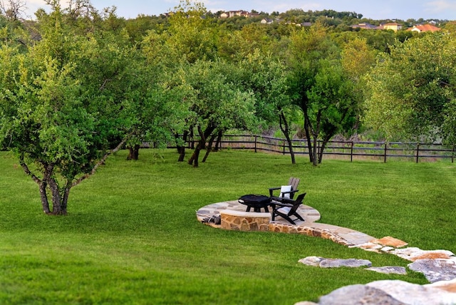 9208 Madrone Ranch Trl, Austin, TX 78738 - view of yard featuring an outdoor fire pit