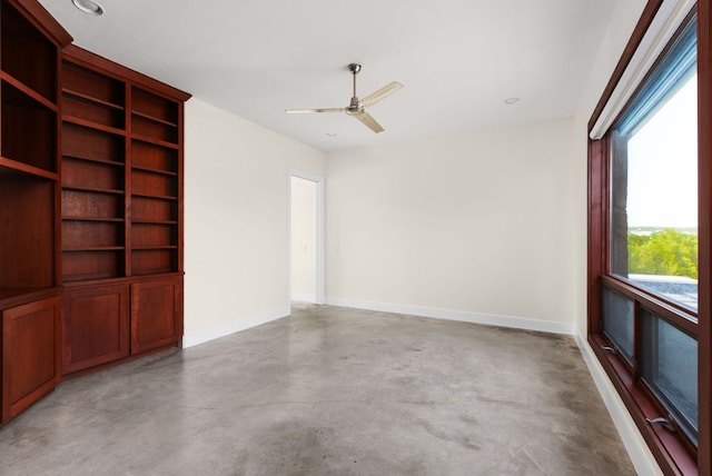9208 Madrone Ranch Trl, Austin, TX 78738 - empty room with concrete flooring, baseboards, ceiling fan, and recessed lighting