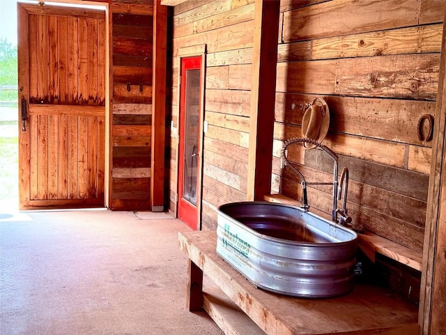 9208 Madrone Ranch Trl, Austin, TX 78738 - bathroom with wooden walls and a sink