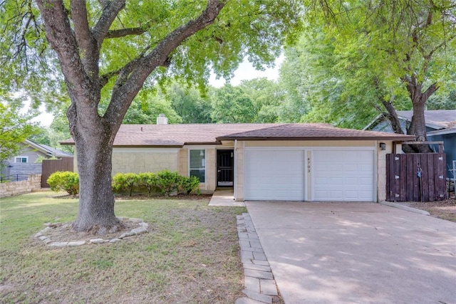 4703 Quicksilver Blvd, Austin, TX 78744 - single story home featuring a garage, driveway, and a chimney