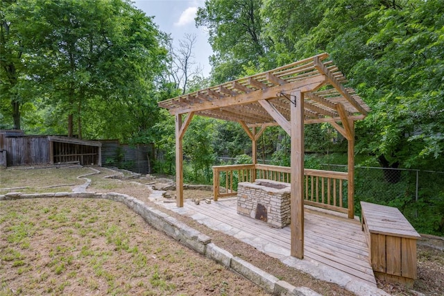 4703 Quicksilver Blvd, Austin, TX 78744 - wooden deck with a fenced backyard and a pergola