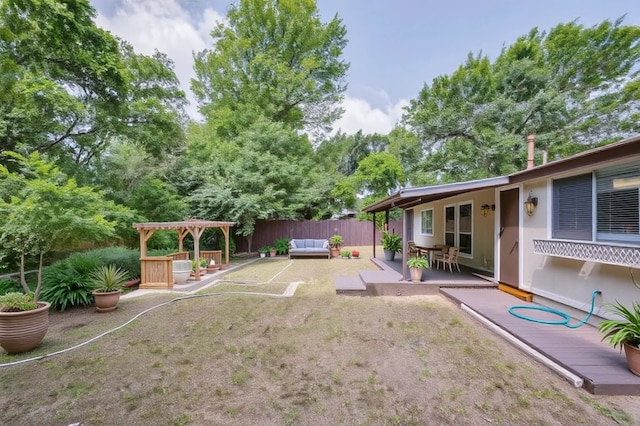 4703 Quicksilver Blvd, Austin, TX 78744 - view of yard with a patio, an outdoor living space, and a pergola