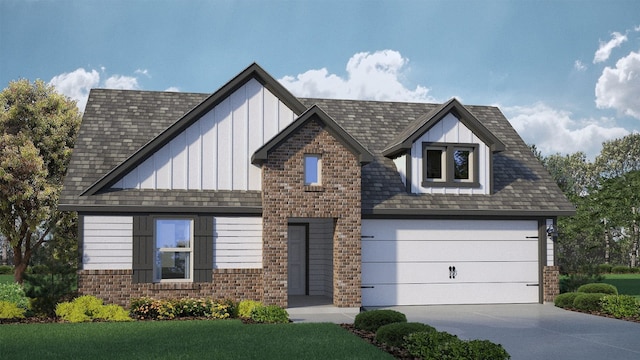 2402 Bee Creek Dr, Copperas Cove, TX 76522 - view of front of home featuring board and batten siding, driveway, a garage, brick siding, and roof with shingles