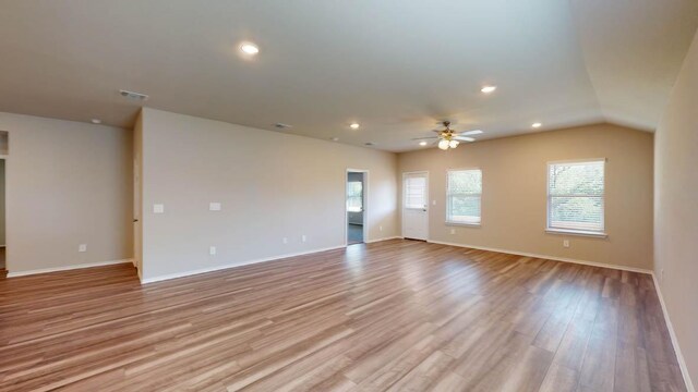 2402 Bee Creek Dr, Copperas Cove, TX 76522 - unfurnished room featuring plenty of natural light, ceiling fan, light wood-type flooring, baseboards, and recessed lighting
