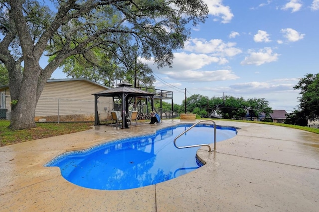 1303 Canyon Edge, Canyon Lake, TX 78133 - view of swimming pool featuring a gazebo and a patio