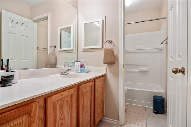 full bath with vanity and tile patterned floors
