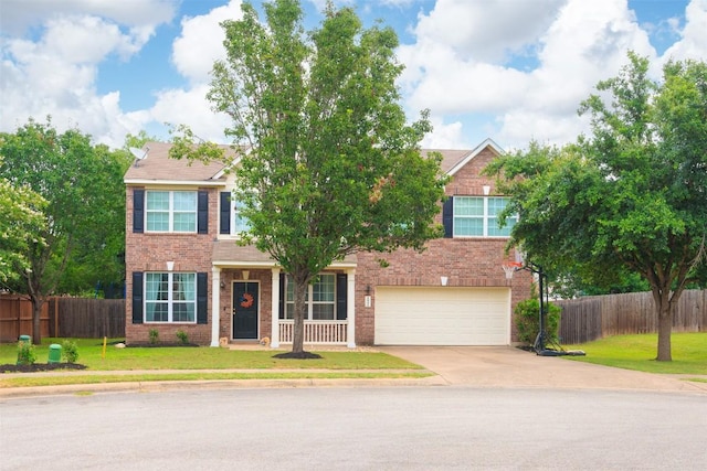view of front of house with driveway, an attached garage, and brick siding