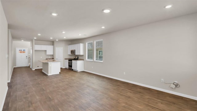 204 Inks Ln, Kyle, TX 78640 - kitchen with appliances with stainless steel finishes, open floor plan, baseboards, and recessed lighting