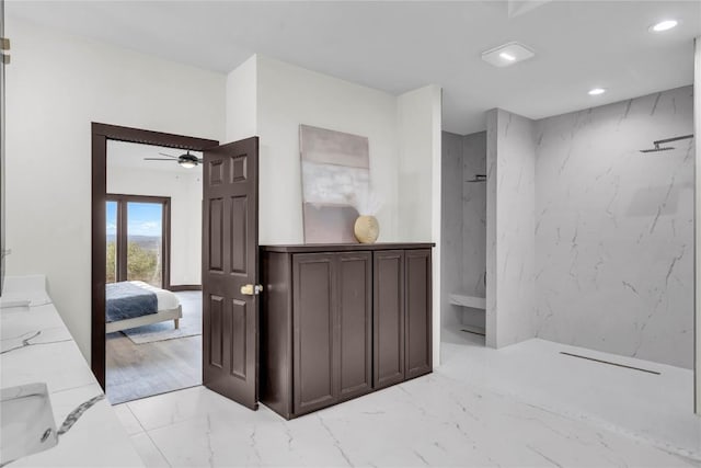 112 Paragon Ct, Lakeway, TX 78734 - hallway with light marble finish floors and recessed lighting