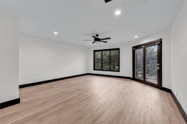 112 Paragon Ct, Lakeway, TX 78734 - spare room with light wood-type flooring, baseboards, ceiling fan, and recessed lighting