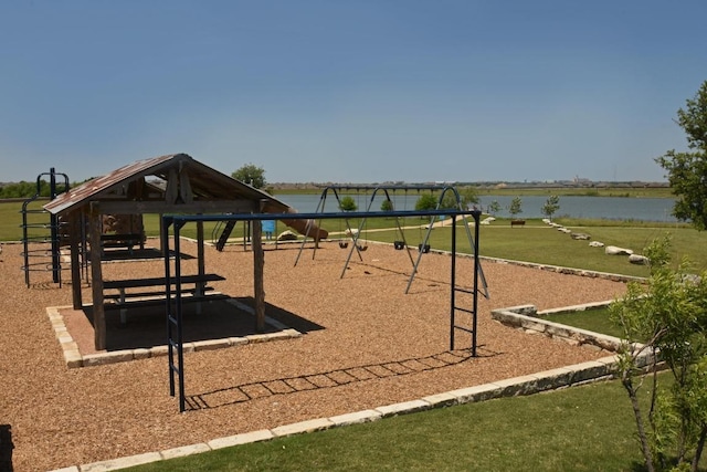 surrounding community with a water view