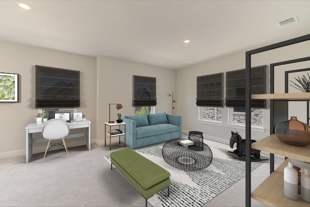 1401 S Brook Dr, Leander, TX 78641 - living area featuring carpet flooring and recessed lighting