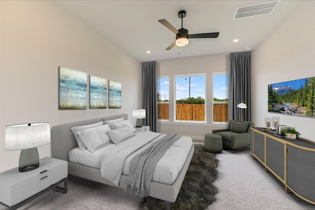 1401 S Brook Dr, Leander, TX 78641 - carpeted bedroom with recessed lighting and a ceiling fan