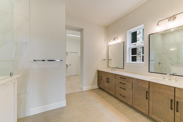 1401 S Brook Dr, Leander, TX 78641 - full bathroom with double vanity and walk in shower