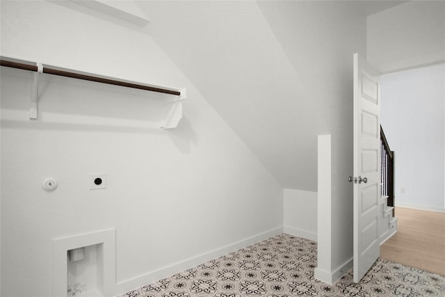204 Ridgewell Loop, Georgetown, TX 78633 - laundry area featuring electric dryer hookup, baseboards, and hookup for a gas dryer