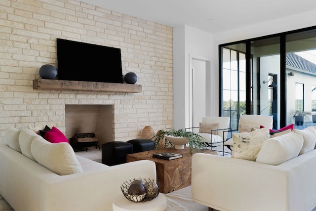4405 Hennig Dr, Austin, TX 78738 - living room featuring a brick fireplace