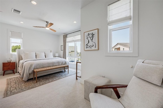 4609 Unity Cir, Austin, TX 78731 - carpeted bedroom featuring recessed lighting and ceiling fan