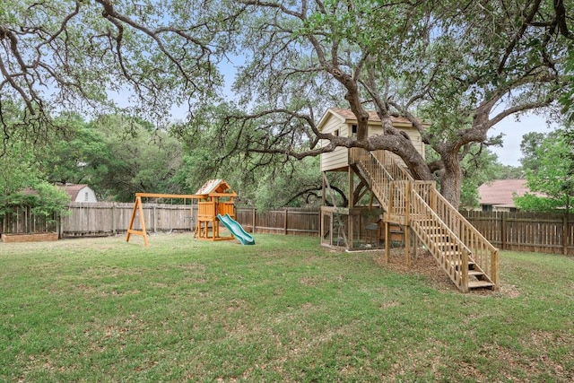 315 Juniper Dr, Mountain City, TX 78610 - view of yard with a playground