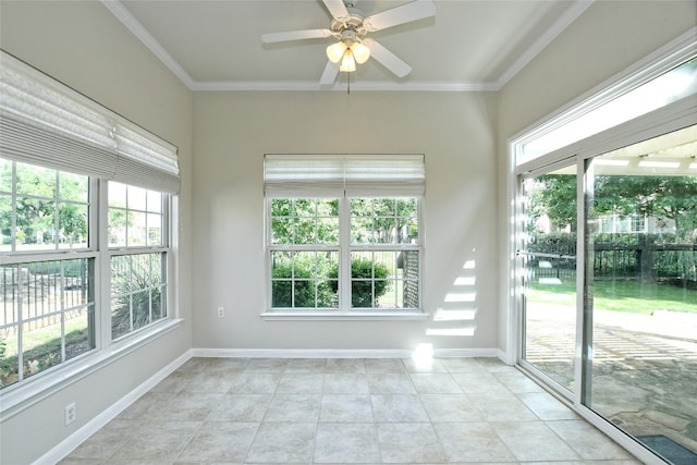 212 Yukon Ter, Georgetown, TX 78633 - unfurnished sunroom with crown molding, baseboards, and tile patterned flooring
