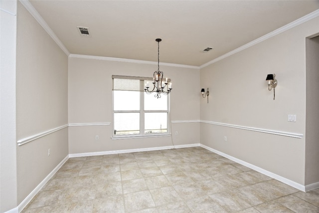 212 Yukon Ter, Georgetown, TX 78633 - unfurnished room featuring ornamental molding, a chandelier, and baseboards