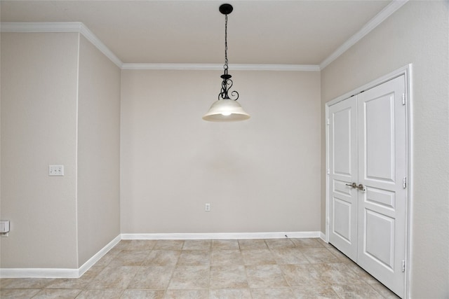 212 Yukon Ter, Georgetown, TX 78633 - unfurnished dining area featuring crown molding and baseboards