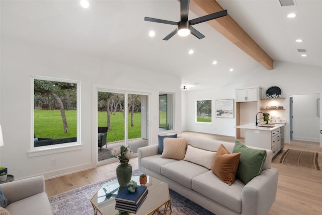 TBD Rust Ranch Rd, Blanco, TX 78606 - living room featuring light wood-type flooring, recessed lighting, ceiling fan, and baseboards