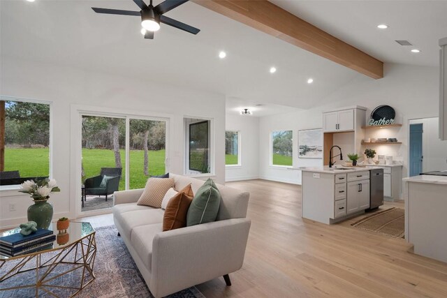 TBD Rust Ranch Rd, Blanco, TX 78606 - living room featuring ceiling fan, light wood finished floors, and recessed lighting