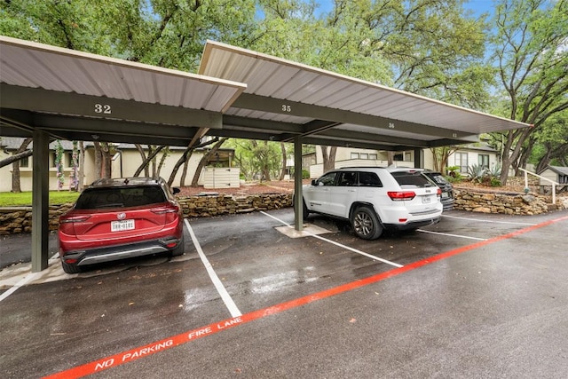 view of covered parking lot