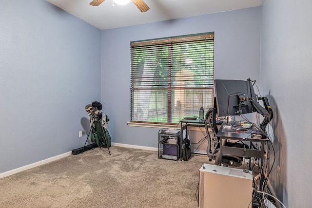 6419 Ira Ingram Dr, Austin, TX 78749 - office area featuring a ceiling fan and carpet