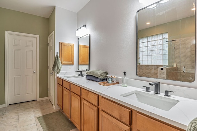 6419 Ira Ingram Dr, Austin, TX 78749 - full bath with a stall shower and double vanity