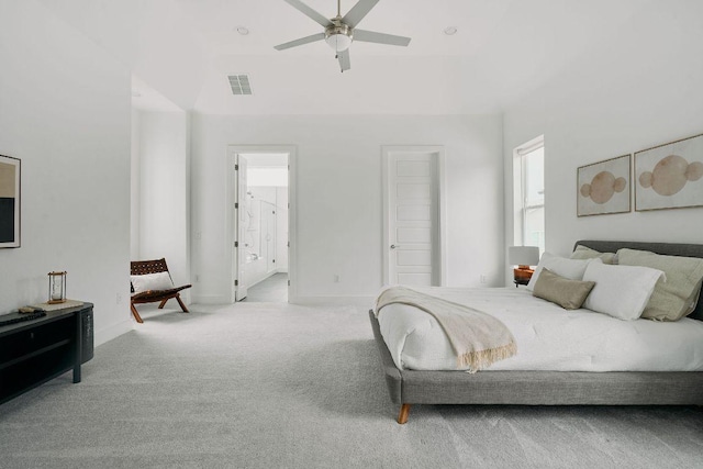 6116 Toscana Ave, Austin, TX 78724 - carpeted bedroom with baseboards, a high ceiling, and ceiling fan