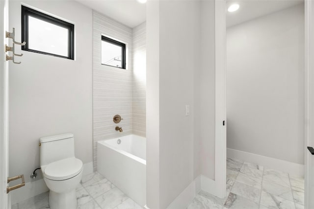 1719 Piedmont Ave, Austin, TX 78757 - bathroom featuring marble finish flooring, toilet, and baseboards