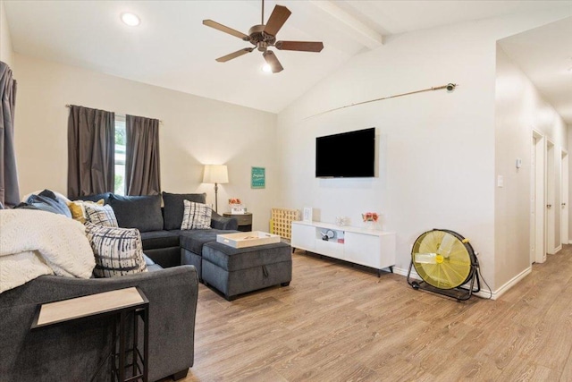 113 Lcr 913, Jewett, TX 75846 - living room featuring light wood finished floors, beamed ceiling, ceiling fan, and high vaulted ceiling