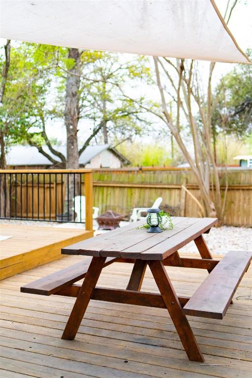 5614 Shoalwood Ave, Austin, TX 78756 - deck featuring outdoor dining space and fence