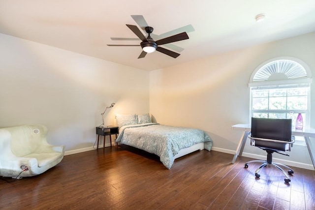 3110 Red River St Unit C-402, Austin, TX 78705 - bedroom with wood-type flooring, baseboards, and a ceiling fan
