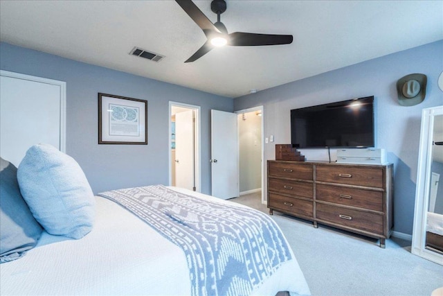 12005 Thompkins Dr, Austin, TX 78753 - bedroom featuring light carpet and ceiling fan