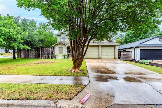 12005 Thompkins Dr, Austin, TX 78753 - obstructed view of property featuring a garage, driveway, and brick siding