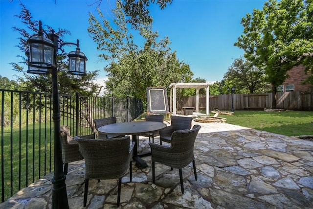 view of patio with an outdoor fire pit